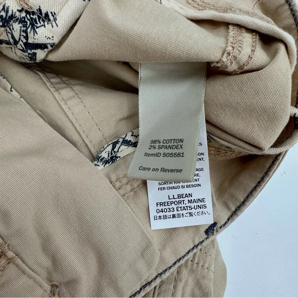 LL Bean Pants Women 10P Beige Tan Stretch Canvas Cargo Favorite Fit Straight Leg